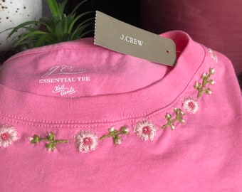 Cherry Blossom Hand Embroidered Tee