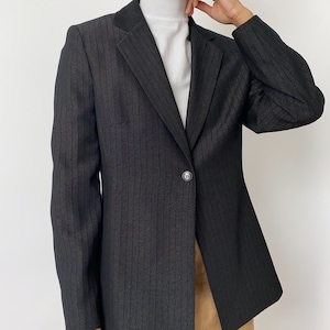 Vintage &#39;90s Charcoal Pinstripe Blazer