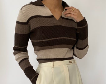 Vintage ‘90s Brown and Tan Color Block Pullover Sweater