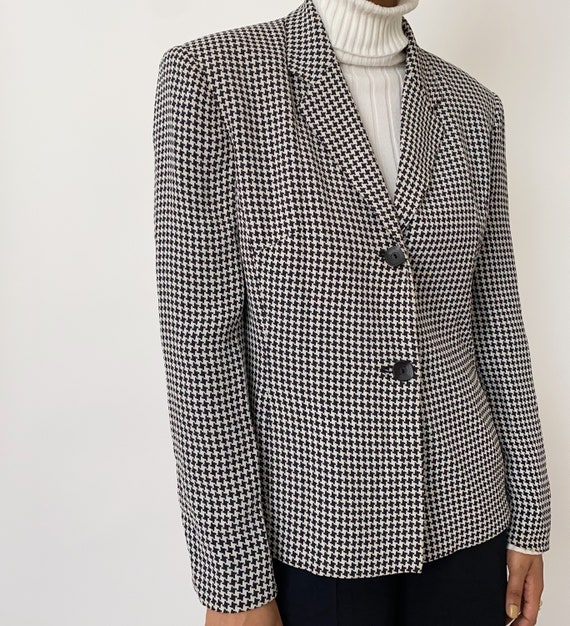 Vintage '90s Black and White Houndstooth Blazer - image 3