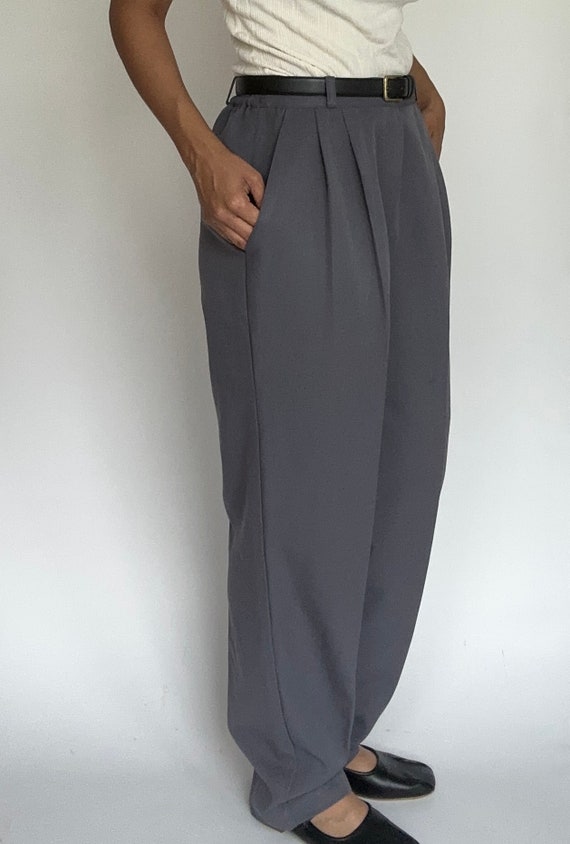 Vintage '90s Grey High-waisted Trousers - image 2