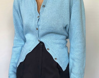 Vintage '90s Cotton Blend Baby Blue Cardigan