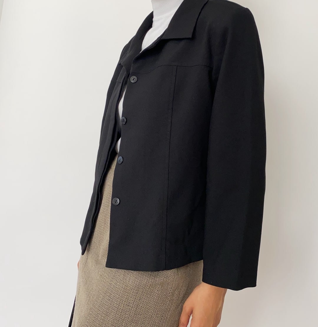 Vintage '90s Boxy Short Black Jacket - Etsy
