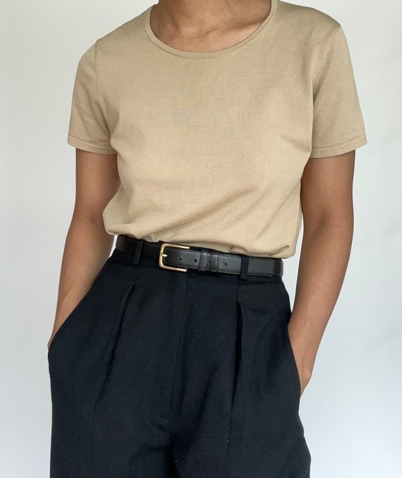 Vintage '90s Tan Silk Knit Top