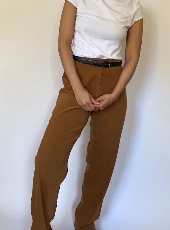 Vintage '90s High-waisted Camel Trousers - image 1