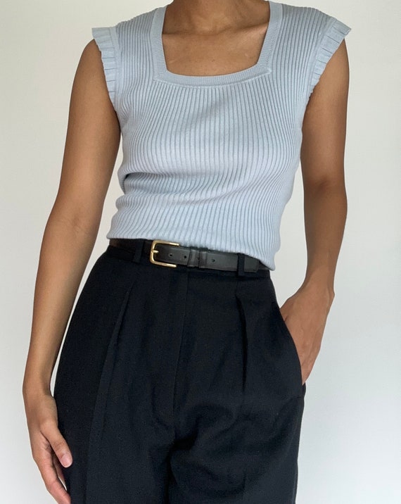 Vintage ‘90s Baby Blue Silk Knit Top - image 2