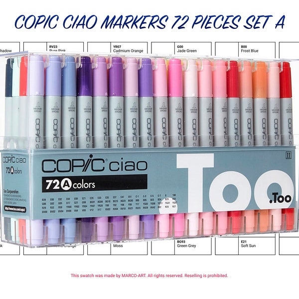 Copic Ciao Markers 72 Pieces Set A Swatch Template | DIY Single Page Color Swatch/Chart | Printable Digital PDF Template | Instant Download