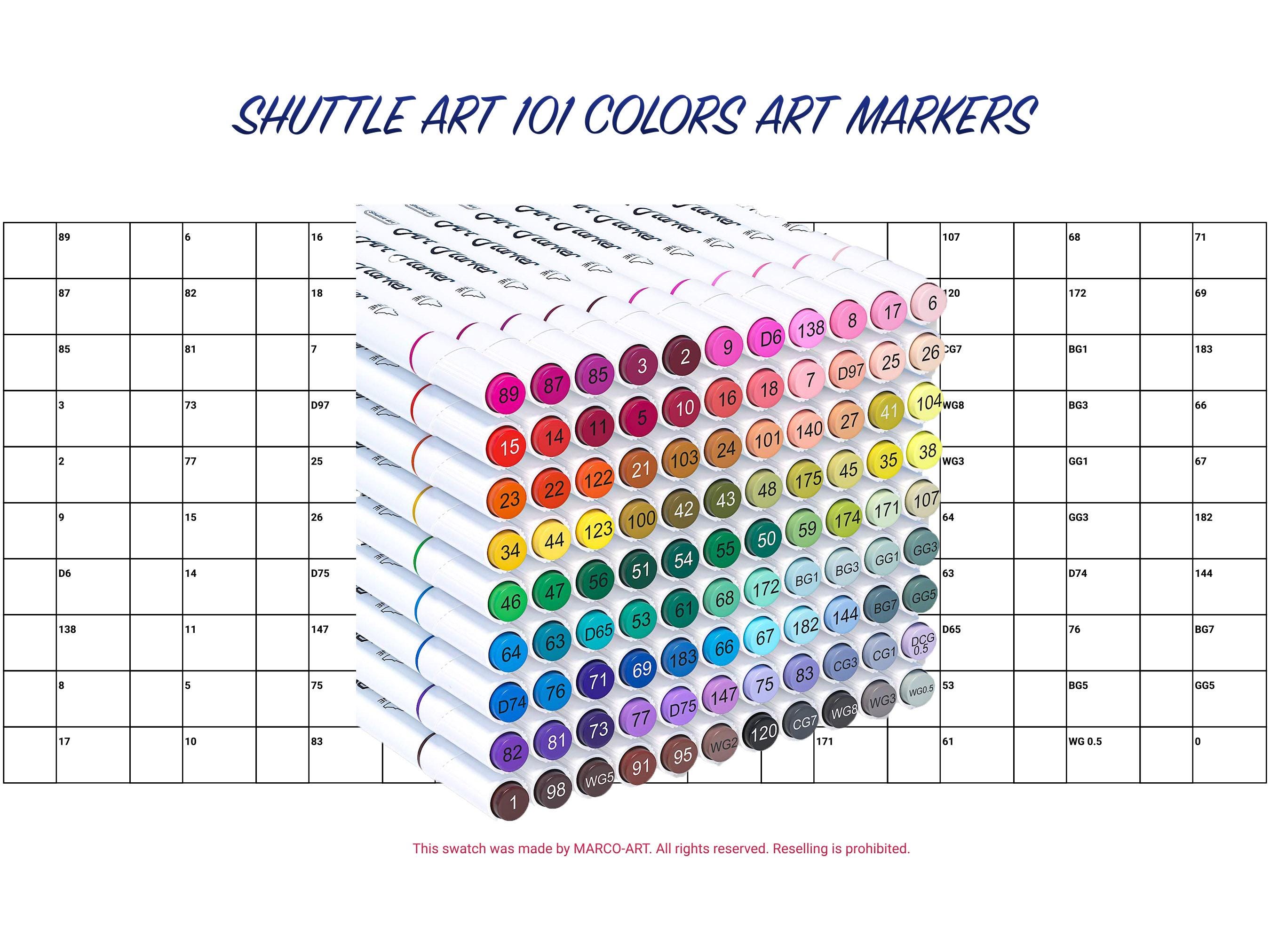 Digital PDF Shuttle Art 101 Colors Art Markers Swatch Template