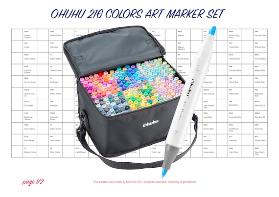 Ohuhu Honolulu 216 Colors Art Marker Set Swatch Template DIY Double Page  Color Swatch Printable Digital PDF Template Instant Download 