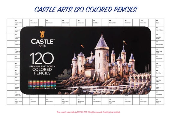 Castle Arts 120 Colored Pencils Swatch Template DIY Single 