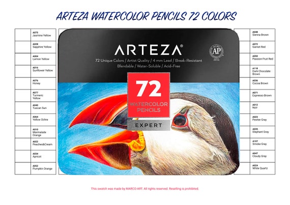Arteza Watercolor Pencils 72 Colors Swatch Template DIY Single Page Color  Swatch Printable Digital PDF Template Instant Download 