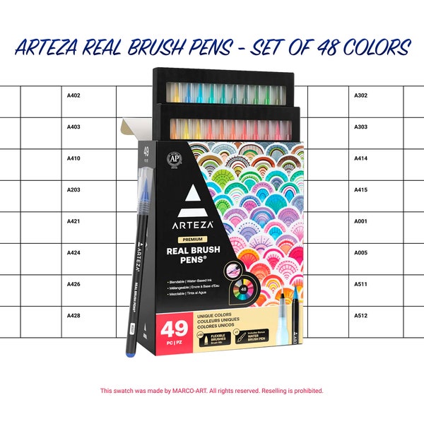 Arteza Color Chart Etsy