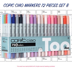 Copic Ciao Markers 72 Pieces Set B Swatch Template | DIY Single Page Color Swatch/Chart | Printable Digital PDF Template | Instant Download