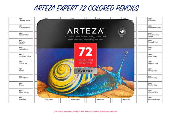 Arteza Expert 72 Colored Pencils Swatch Template DIY Single Page Color  Swatch Printable Digital PDF Template Instant Download 