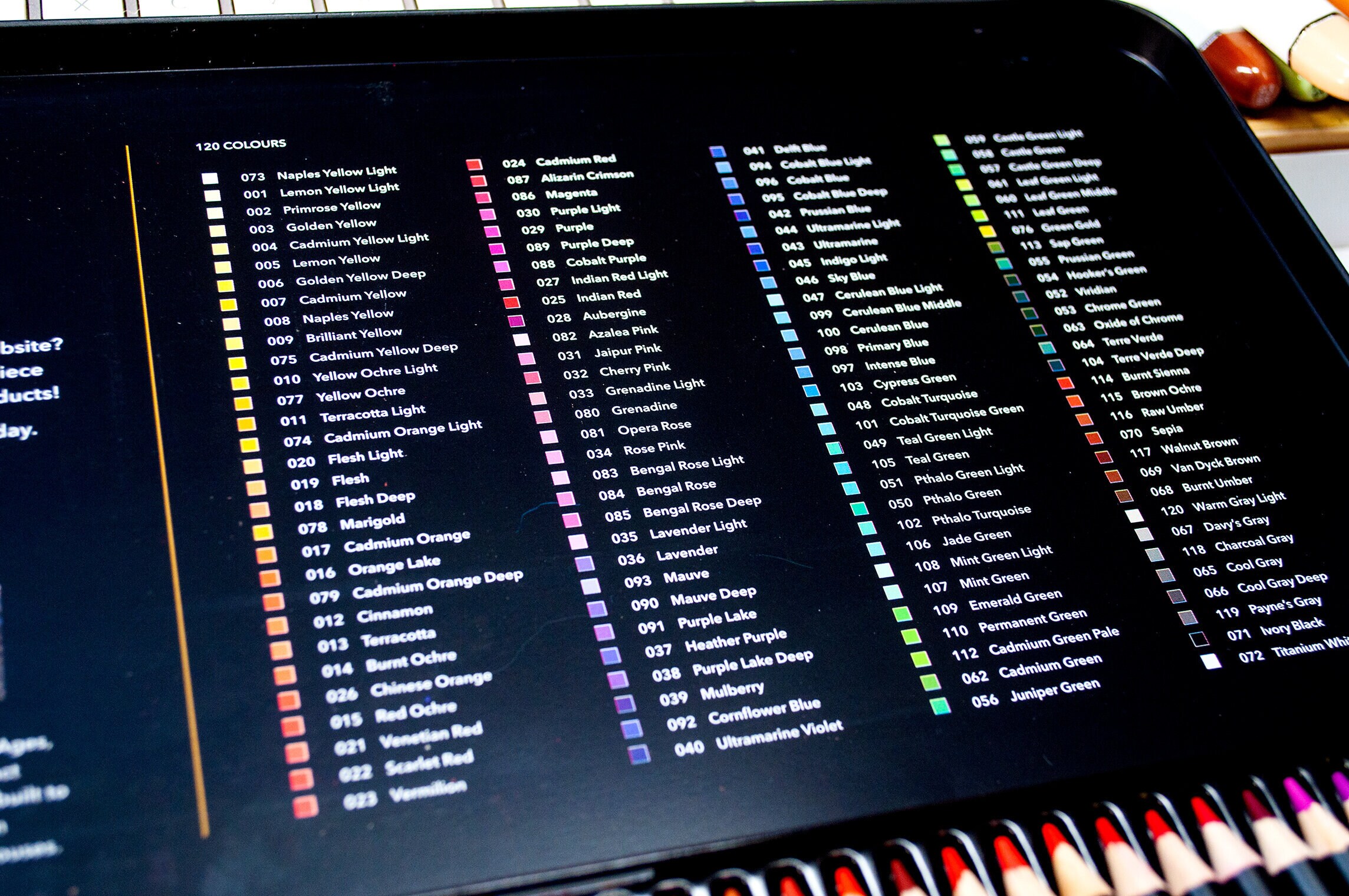 Castle Arts 120 Colored Pencils Swatch Template DIY Single Page Color