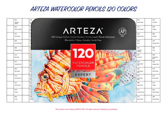 Arteza Watercolor Pencils 120 Colors Swatch Template DIY Single Page Color  Swatch Printable Digital PDF Template Instant Download 