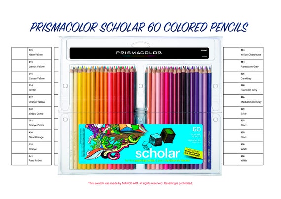 Color Swatch Chart for PRISMACOLOR Colored Pencils 24 Pack PDF (Download  Now) 