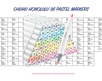 Ohuhu Honolulu 48 Colors Pastel Markers Swatch Template DIY Single Page  Color Swatch Printable Digital PDF Template Instant Download 