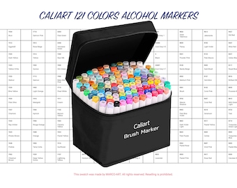 Digital PDF Caliart 121 Colors Artist Alcohol Markers Swatch