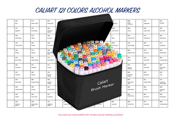 Digital PDF Caliart 121 Colors Artist Alcohol Markers Swatch Template | DIY  Single Page Color Swatch | Printable Template | Instant Download