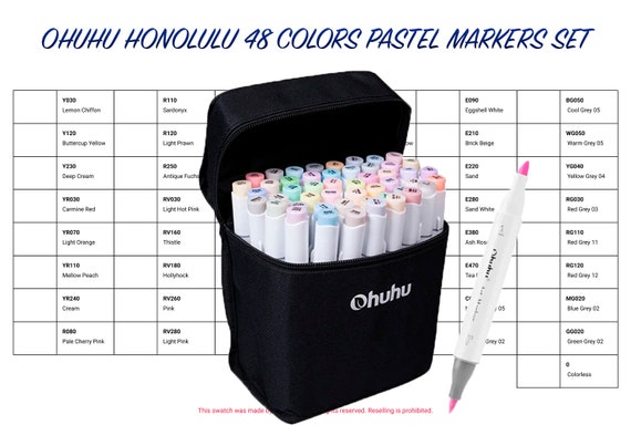 Ohuhu Honolulu 48 Colors Pastel Markers Swatch Template | DIY Single Page  Color Swatch | Printable Digital PDF Template | Instant Download