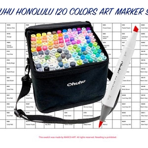 Digital PDF Caliart 121 Colors Artist Alcohol Markers Swatch