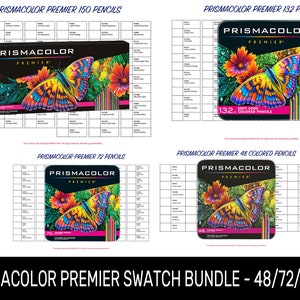 Prismacolor Premier Pencils Swatch Bundle 48/72/132/150 Colors Template | DIY Single Page Color Swatch | Printable Digital PDF Template