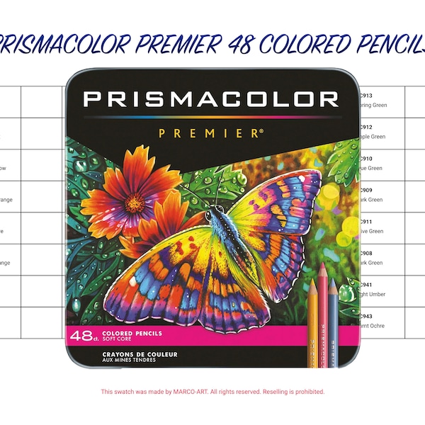Prismacolor Premier 48 Colored Pencils Swatch Template | DIY Single Page Color Swatch | Printable Digital PDF Template | Instant Download