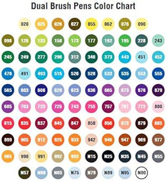 Digital PDF Tombow 96 Dual Brush Pens Swatch Template DIY Single