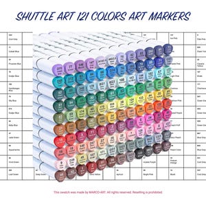Digitales PDF Shuttle Art 121 Farben Art Markers Swatch Template | DIY Einzelseite Farbmuster | Druckbare PDF-Vorlage | Sofort Download