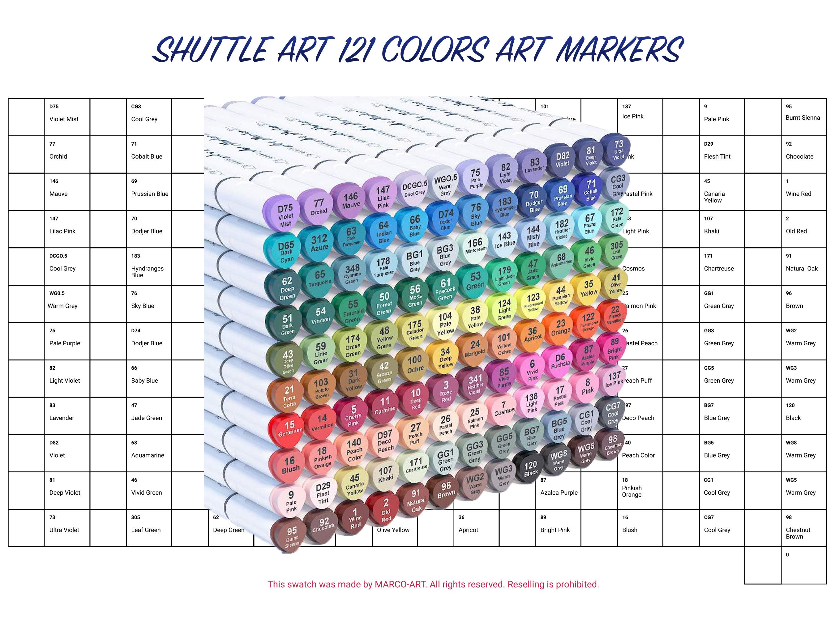 Digital PDF Shuttle Art 121 Colors Art Markers Swatch Template