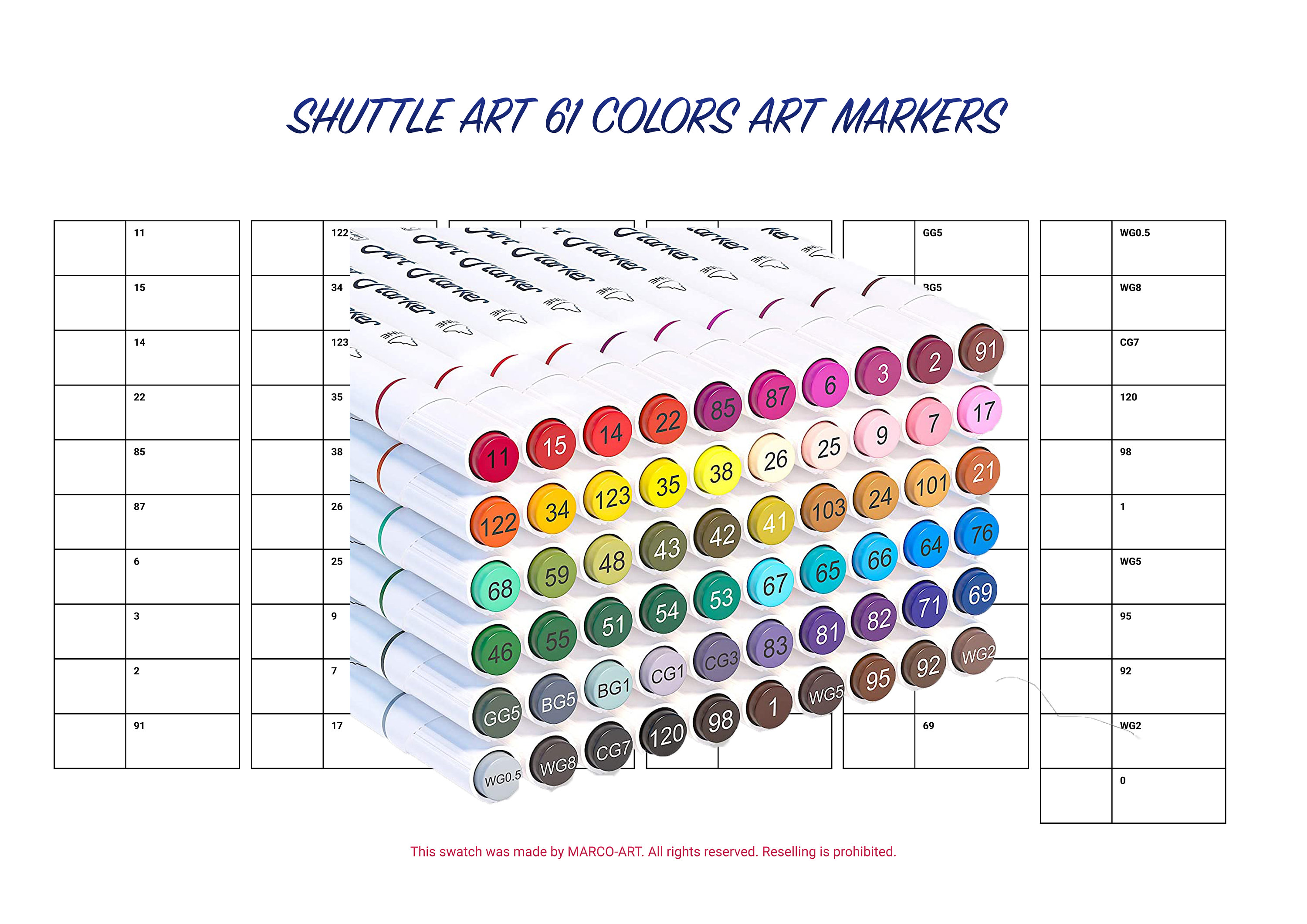 Ohuhu Honolulu 72 couleurs Art Marker Set Swatch Template Échantillon de  couleur d'une seule page bricolage Modèle PDF numérique imprimable  Téléchargement instantané -  France