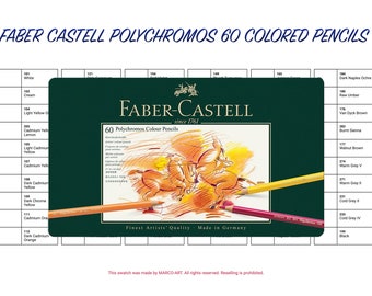 Faber Castell Polychromos 60 Colored Pencils Swatch Template | DIY Color Swatch | Printable Digital PDF Template | Instant Download