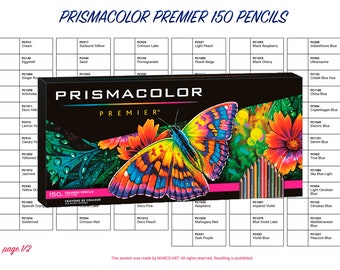 Prismacolor Premier 150 Colored Pencils Swatch Template | DIY Two-Pages Color Swatch | Printable Digital PDF Template | Instant Download