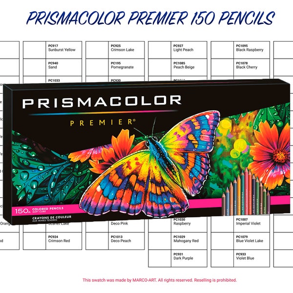 Prismacolor Premier 150 Buntstifte Swatch Template | DIY Zwei-Seiten-Farbmuster | Druckbare Digitale PDF-Vorlage | Sofort Download