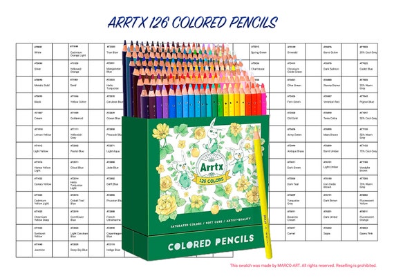 Arrtx 126 Colored Pencils Swatch Template DIY Single Page Color Swatch  Printable Digital PDF Template Instant Download 