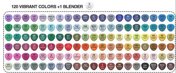 Digital PDF Shuttle Art 121 Colors Art Markers Swatch Template