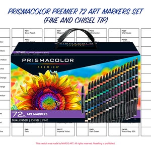 Prismacolor Premier 72 Art Markers Set Fine and Chisel Tip Swatch Template | DIY Page| Printable Digital PDF Template | Instant Download