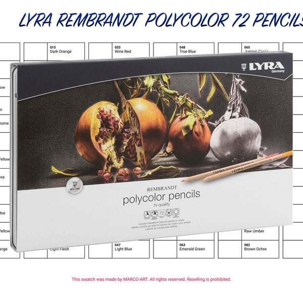 Lyra Rembrandt Polycolor 72 Pencils Swatch Template | DIY Single Page Color Swatch | Printable Digital PDF Template | Instant Download