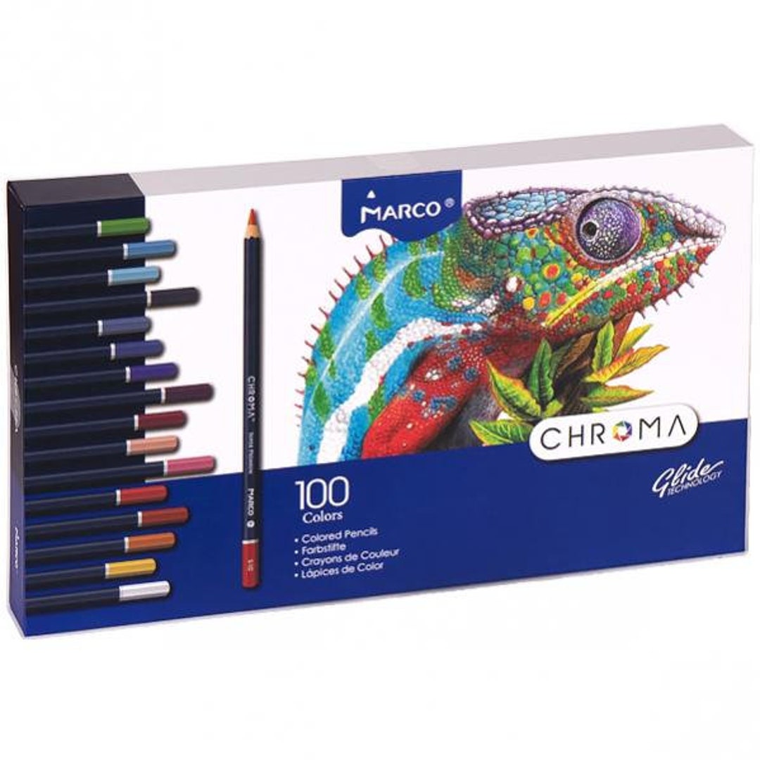 Colored Pencils Marco Chroma 100 Colors in Cardboard Box Etsy