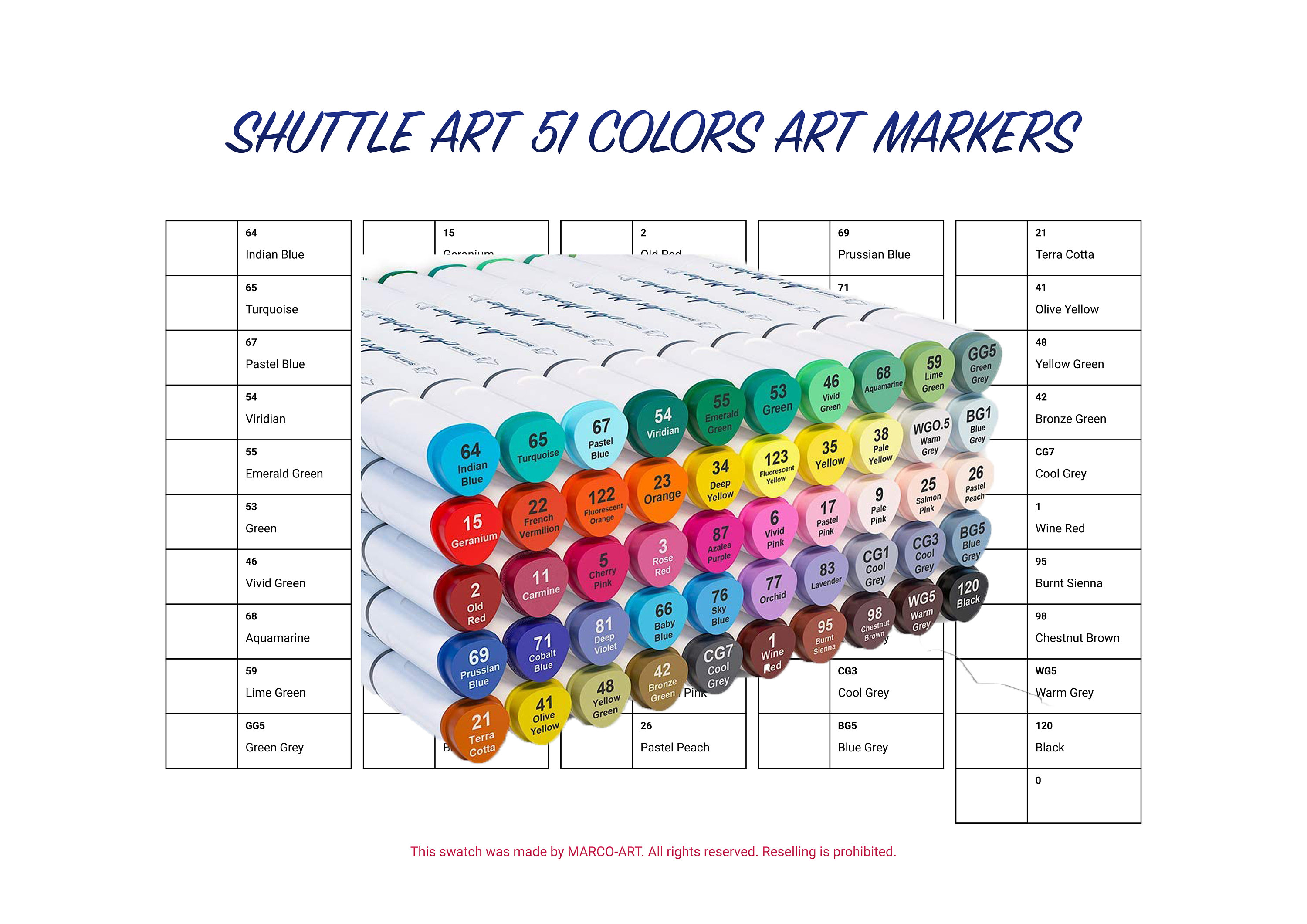 Shuttle Art 51 Colors Art Markers Swatch Template DIY Single Page Color  Swatch Printable Digital PDF Template Instant Download 