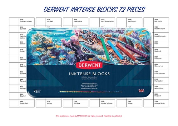 Derwent Inktense Blocks 72 Pieces Swatch Template | DIY Single