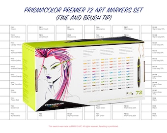 Prismacolor Premier 156 Art Markers Set Fine and Brush Tip Swatch Template  DIY Page Printable Digital PDF Template Instant Download (Instant Download)  