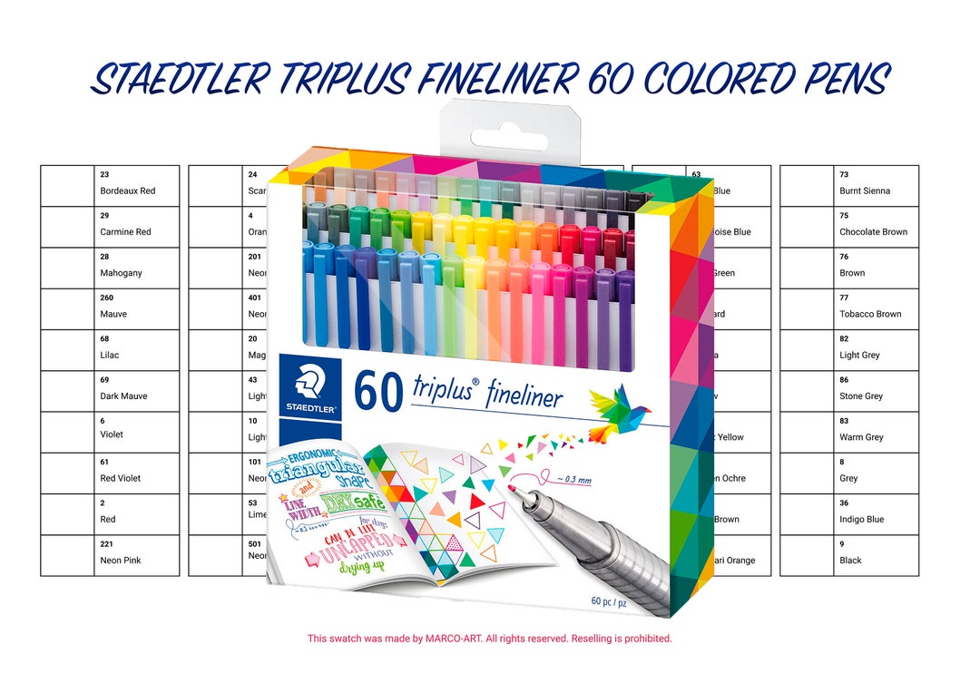 Staedtler Triplus Fineliner 60 Colored Pens Swatch Template DIY Color  Swatch Printable Digital PDF Template Instant Download (Instant Download) 