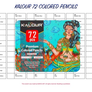 Kalour LARGE PRINT 300 Colored Pencil Set DIY Color Chart 