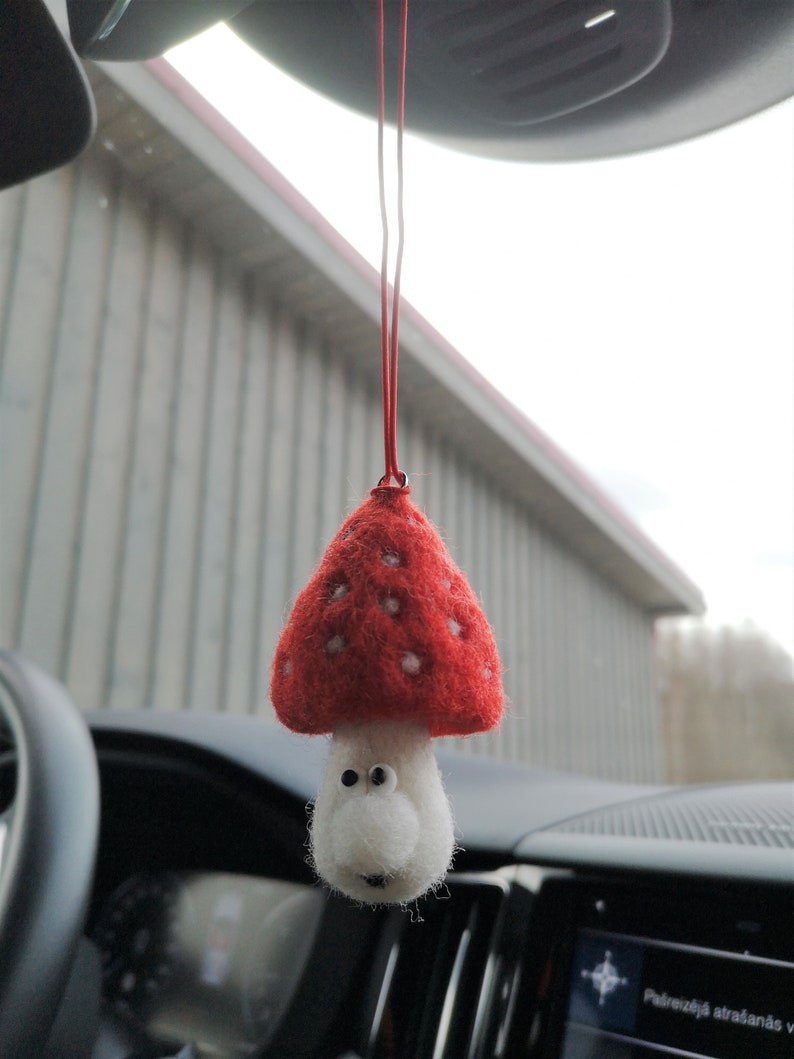Funny Needle Felted Mushroom Car Accessory Rear View Mirror Etsy