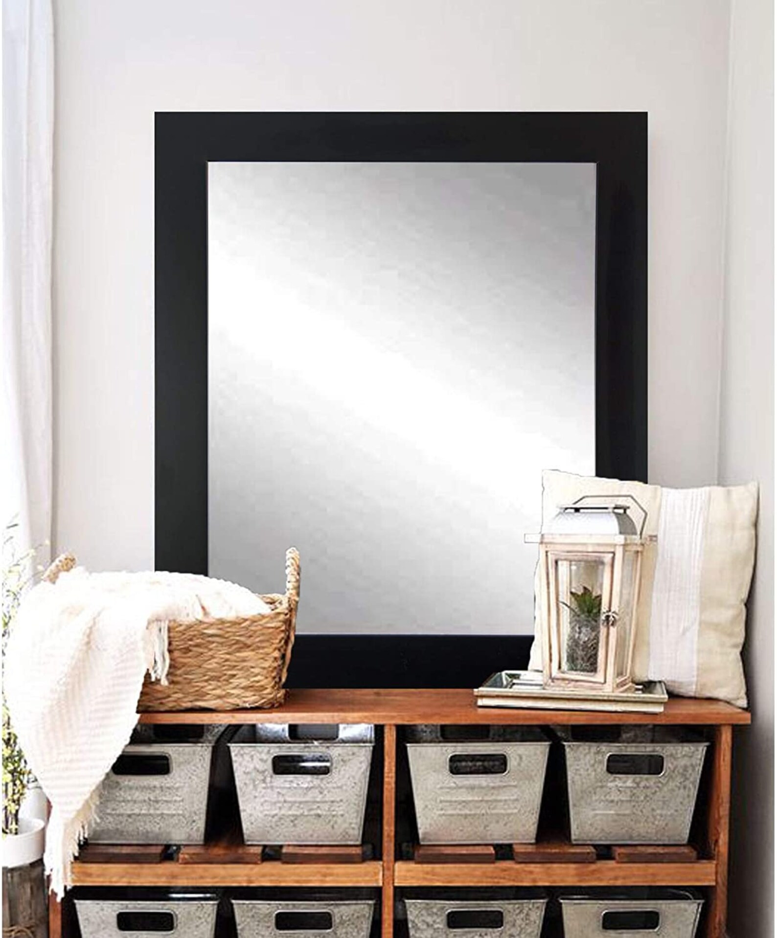 Elegant Modern Hallway Entry Way Black Frame Mirror Etsy