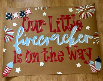 Unser Little Firecracker Is On the Way Banner Template