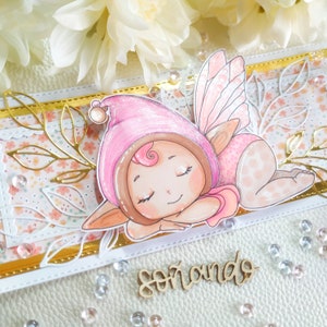 Baby Fairy digital stamp pack in normal and no line. Perfect for card making, coloring, crafts. With 2 PDFs ready to print.