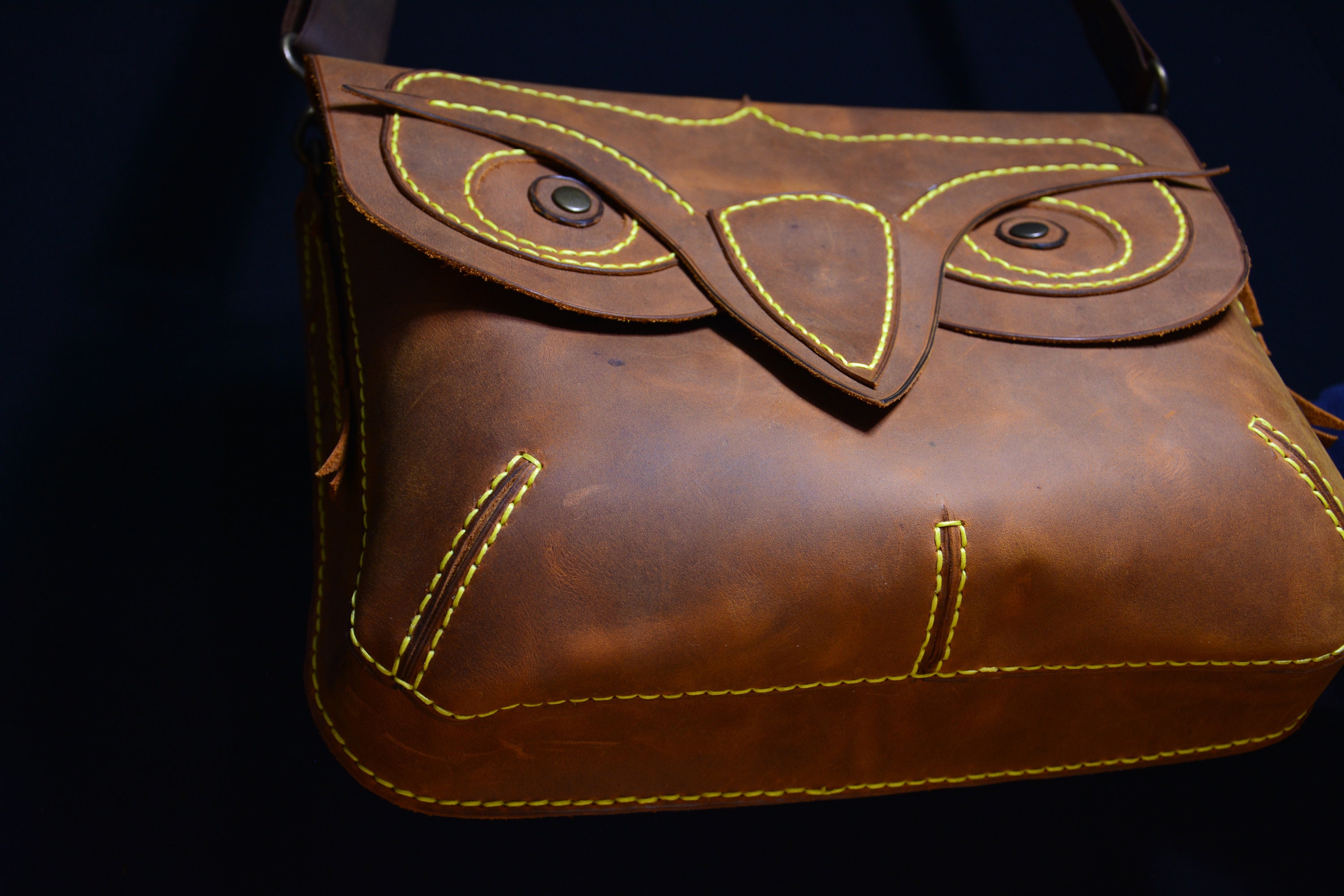Leather Owl Purse Handmade Leather Shoulder Bag Female Etsy